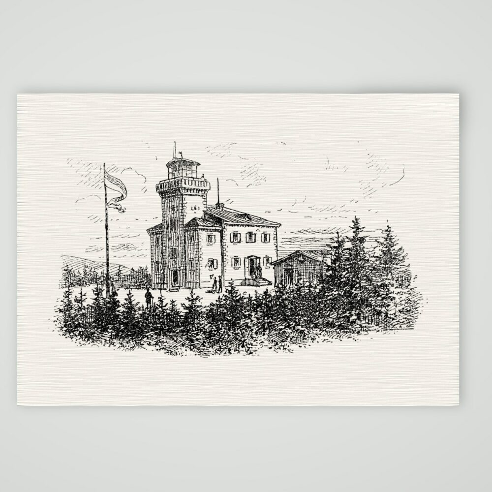 Das Unterkunftshaus auf dem Fichtelberg – Holzstich, Kunstdruck auf Leinenpapier