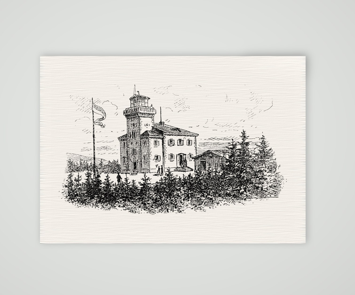 Das Unterkunftshaus auf dem Fichtelberg – Holzstich, Kunstdruck auf Leinenpapier