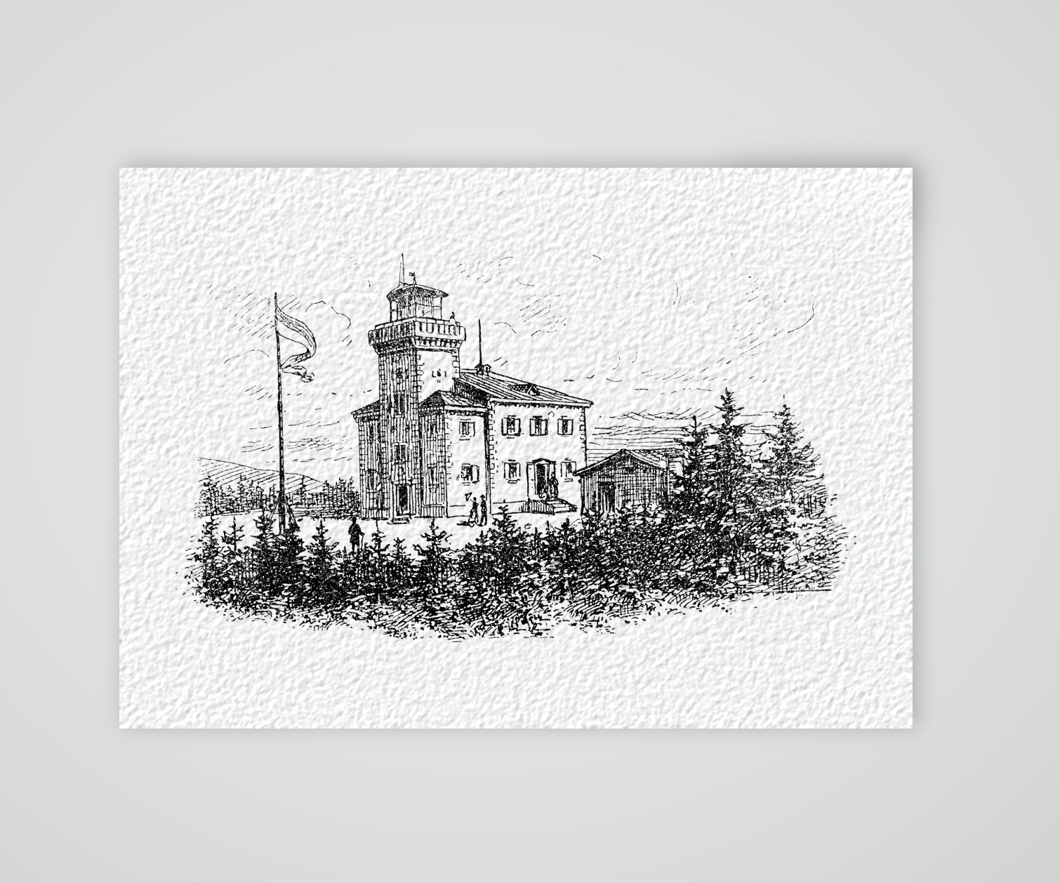 Das Unterkunftshaus auf dem Fichtelberg – Holzstich, Kunstdruck auf Hahnemühle-Büttenpapier