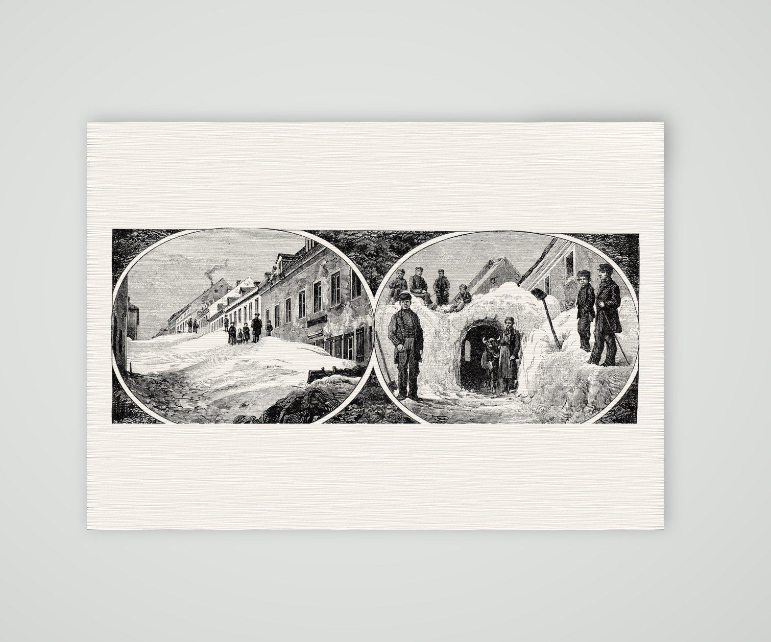 Oberwiesenthal im Schnee – Holzstich, Kunstdruck auf Leinenpapier