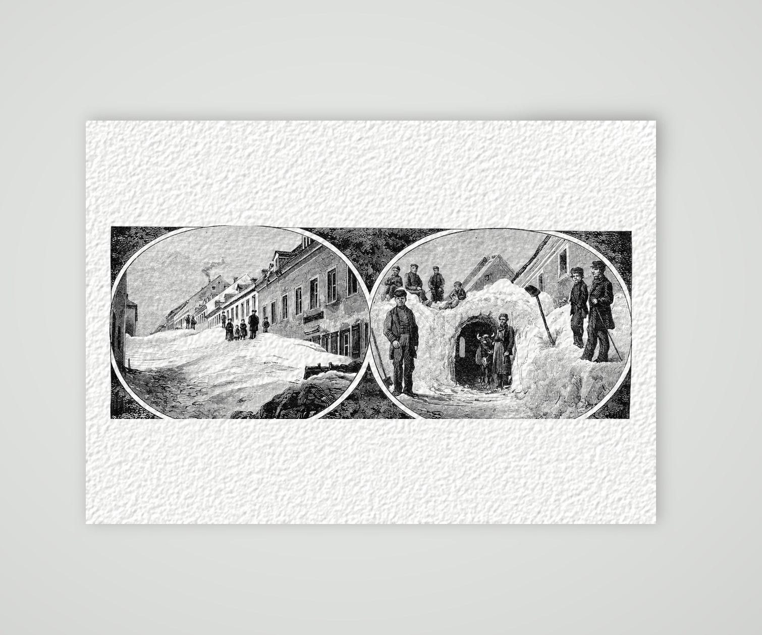 Oberwiesenthal im Schnee – Holzstich, Kunstdruck auf Hahnemühle-Büttenpapier
