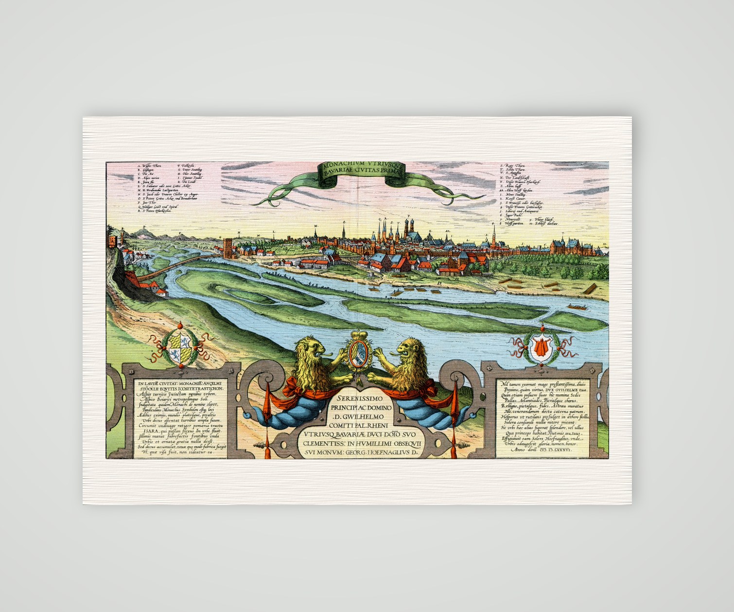München nach Braun und Hogenberg (1586) – Farbiges Faksimile nach Braun und Hogenberg, Kunstdruck auf Leinenpapier