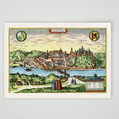 Meißen nach Braun und Hogenberg – Farbiges Faksimile nach Braun und Hogenberg, Kunstdruck auf Leinenpapier