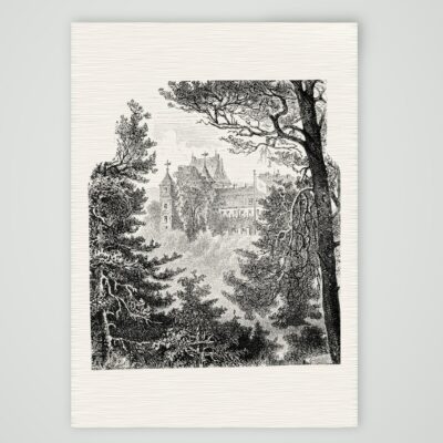 Schloss Siebeneichen bei Meißen – Holzstich, Kunstdruck auf Leinenpapier