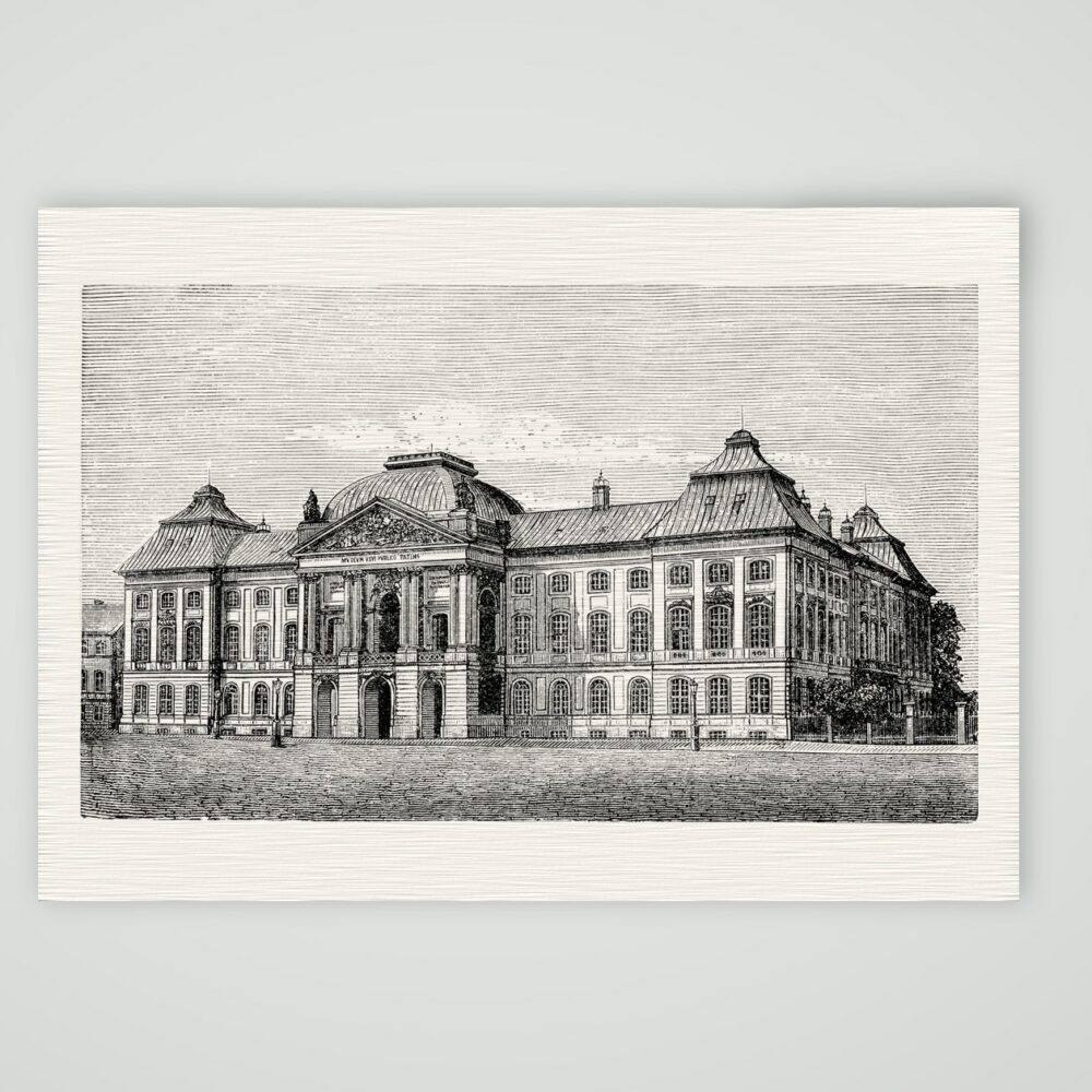 Dresden, das Japanische Palais – Holzstich, Kunstdruck auf Leinenpapier