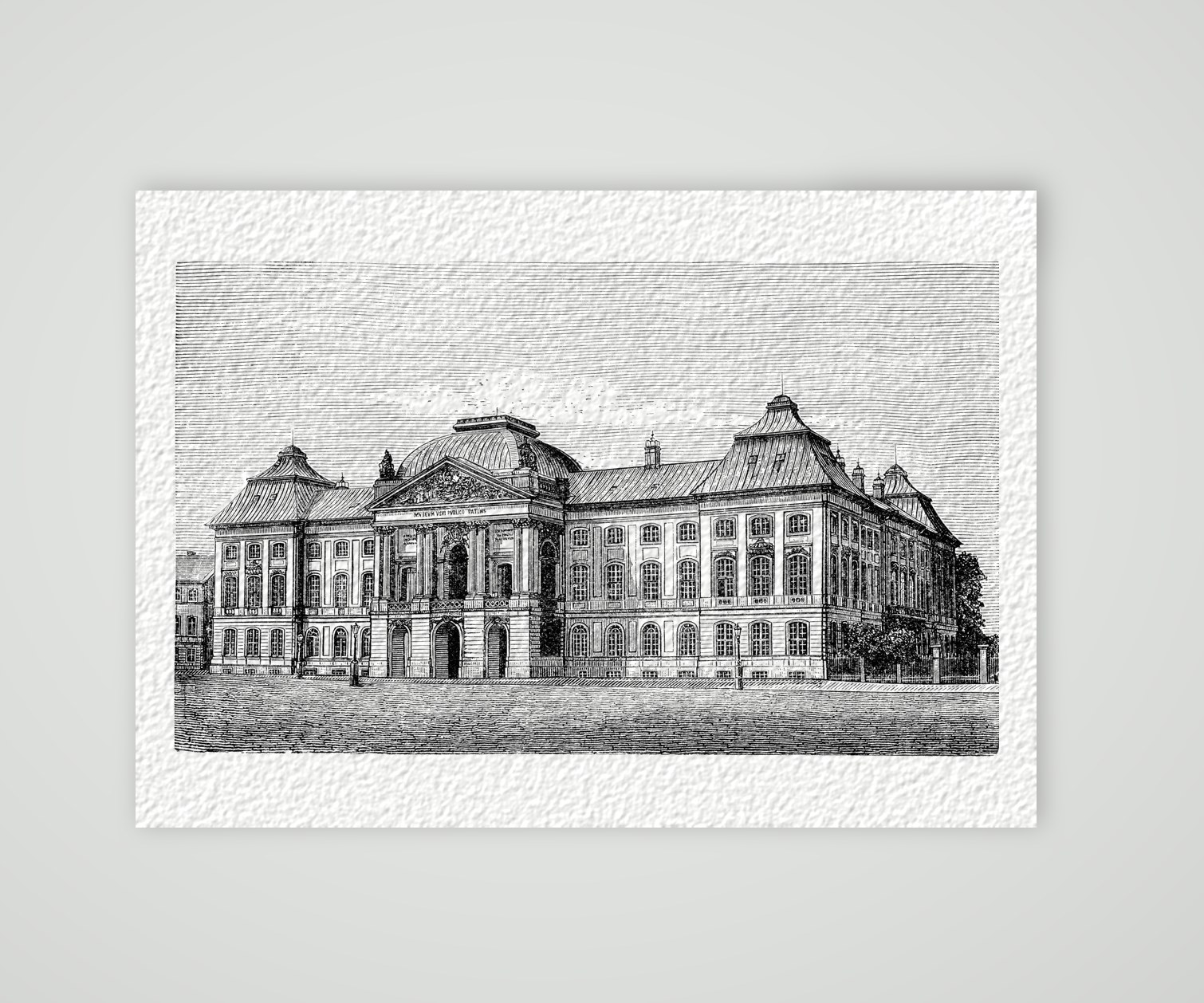 Dresden, das Japanische Palais – Holzstich, Kunstdruck auf Hahnemühle-Büttenpapier
