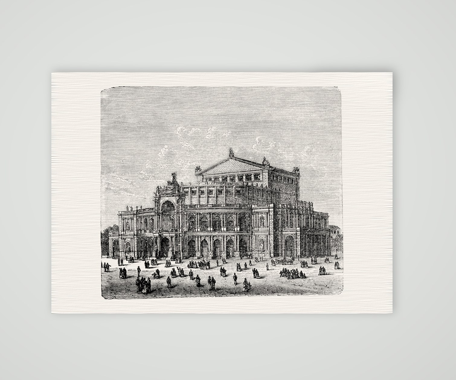 Dresden, das Hoftheater (Semperoper) – Holzstich, Kunstdruck auf Leinenpapier