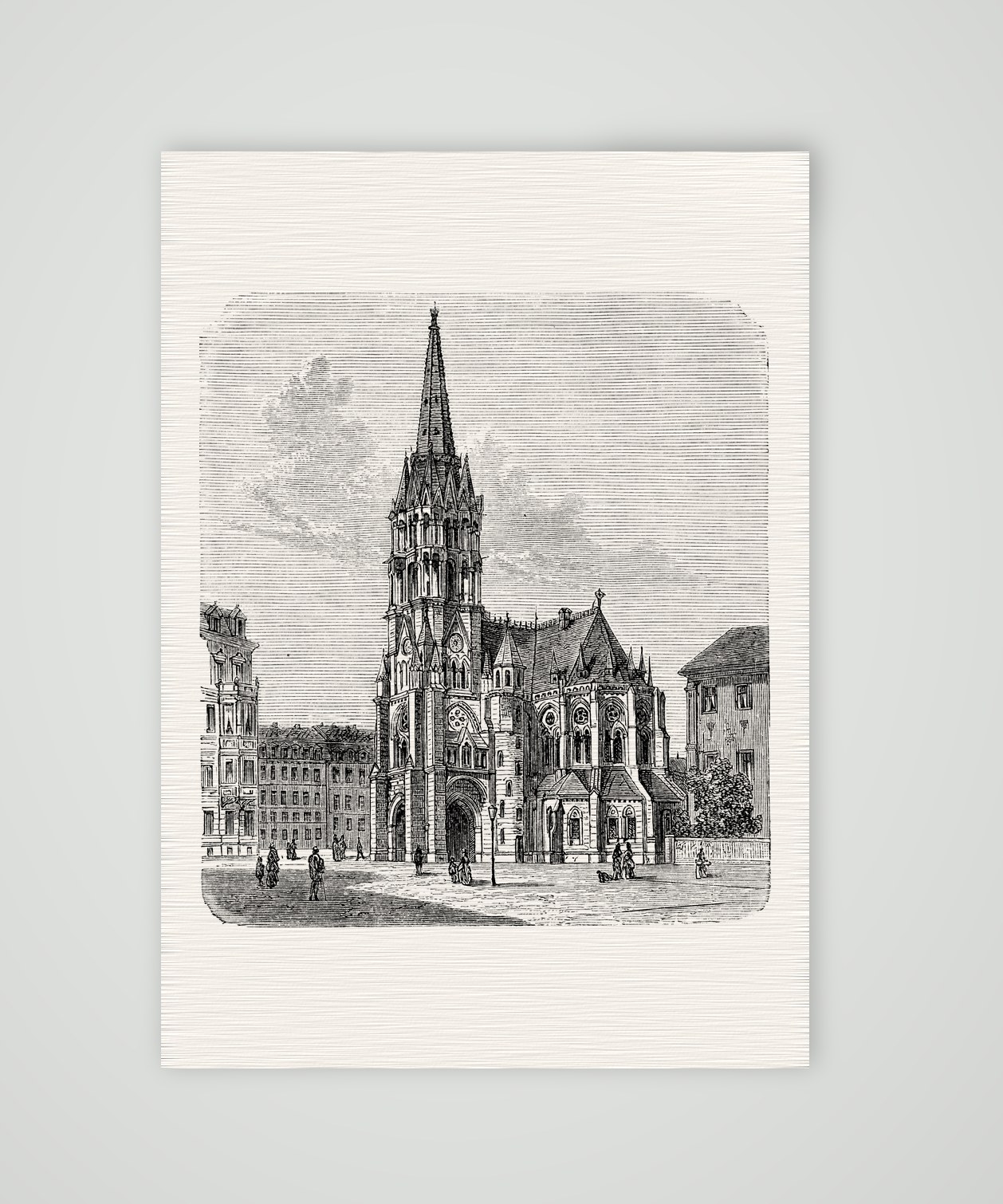 Dresden, die Johanneskirche – Holzstich, Kunstdruck auf Leinenpapier