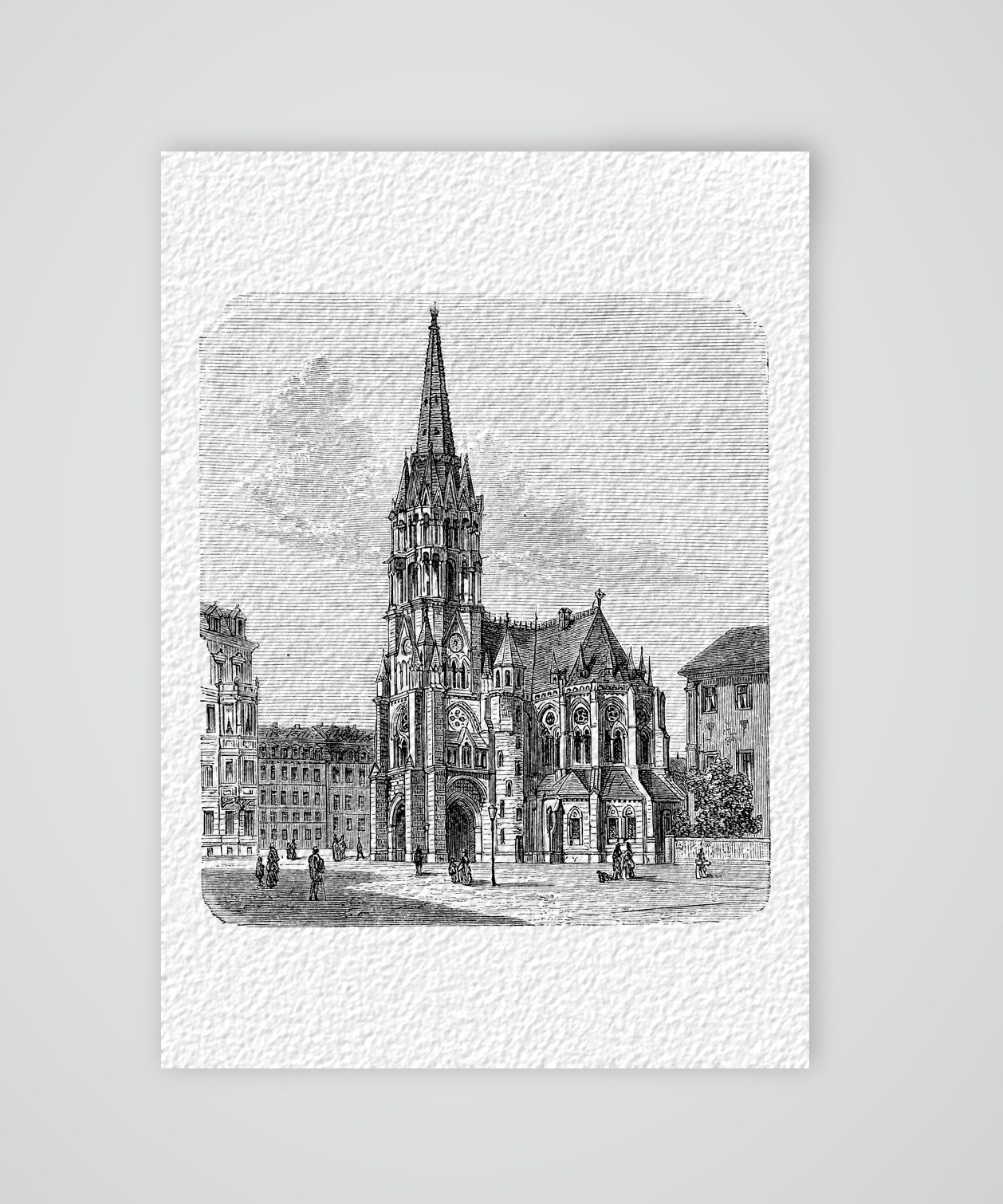 Dresden, die Johanneskirche – Holzstich, Kunstdruck auf Hahnemühle-Büttenpapier