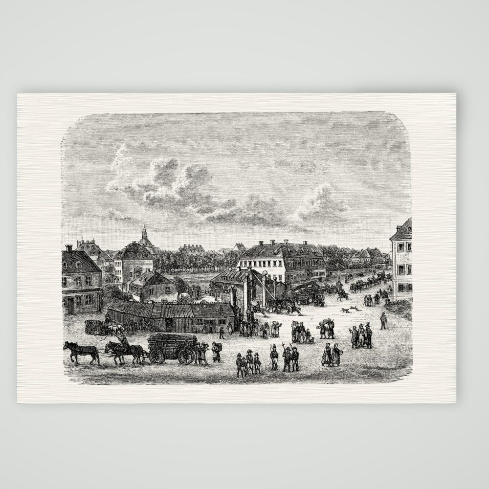 Dresden, das Pirnaische Tor vor dem Abriss 1813 – Holzstich, Kunstdruck auf Leinenpapier