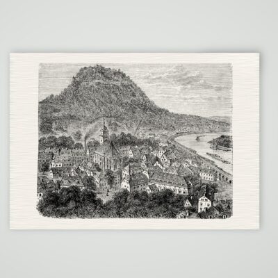 Stadt und Festung Königstein – Holzstich, Kunstdruck auf Leinenpapier