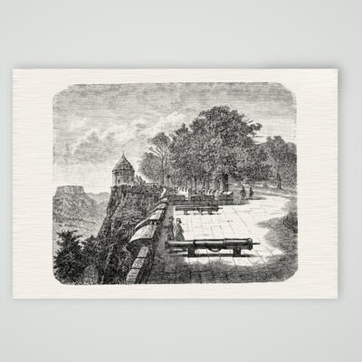 Auf der Plattform der Festung Königstein – Holzstich, Kunstdruck auf Leinenpapier