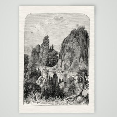 Die Basteibrücke – Holzstich, Kunstdruck auf Leinenpapier