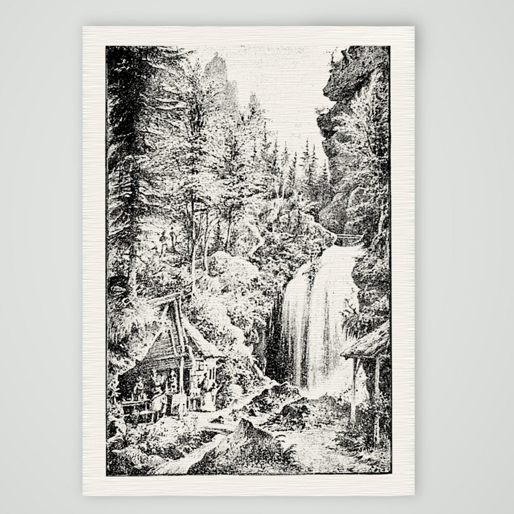 Der Amselfall in der Sächsischen Schweiz – Buchreproduktion nach Zeichnung, Kunstdruck auf Leinenpapier