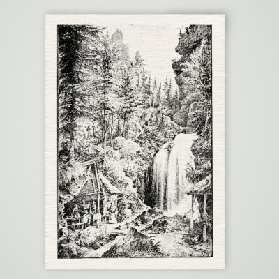 Der Amselfall in der Sächsischen Schweiz – Buchreproduktion nach Zeichnung, Kunstdruck auf Leinenpapier