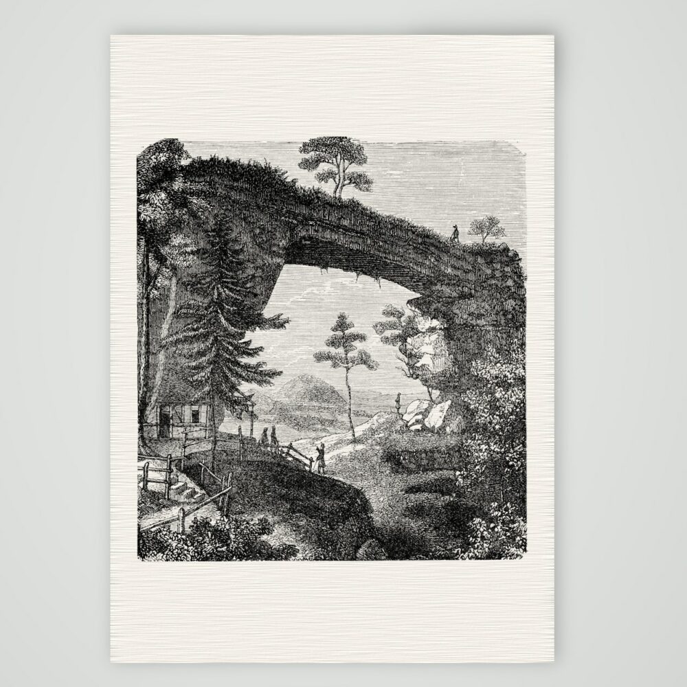 Das Prebischtor in der Böhmischen Schweiz – Holzstich, Kunstdruck auf Leinenpapier