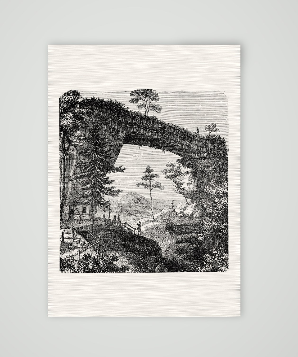Das Prebischtor in der Böhmischen Schweiz – Holzstich, Kunstdruck auf Leinenpapier