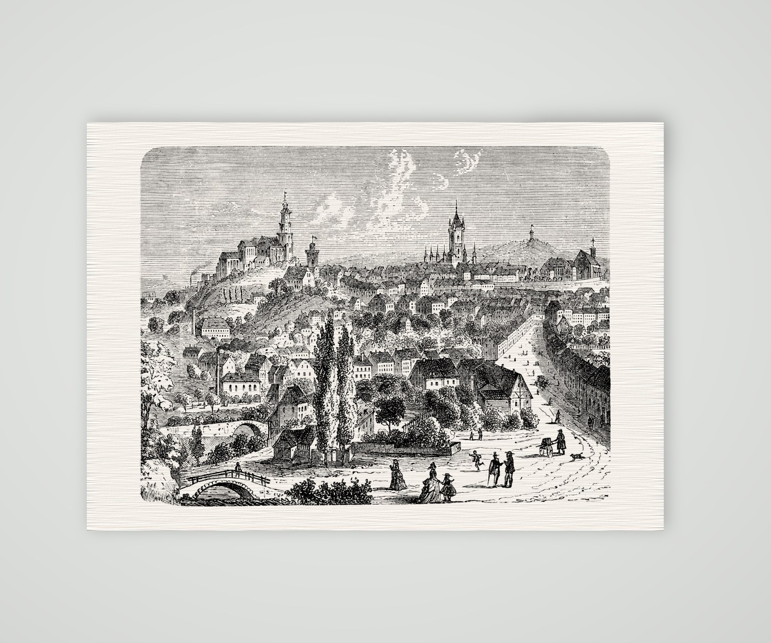 Ansicht von Kamenz – Holzstich, Kunstdruck auf Leinenpapier