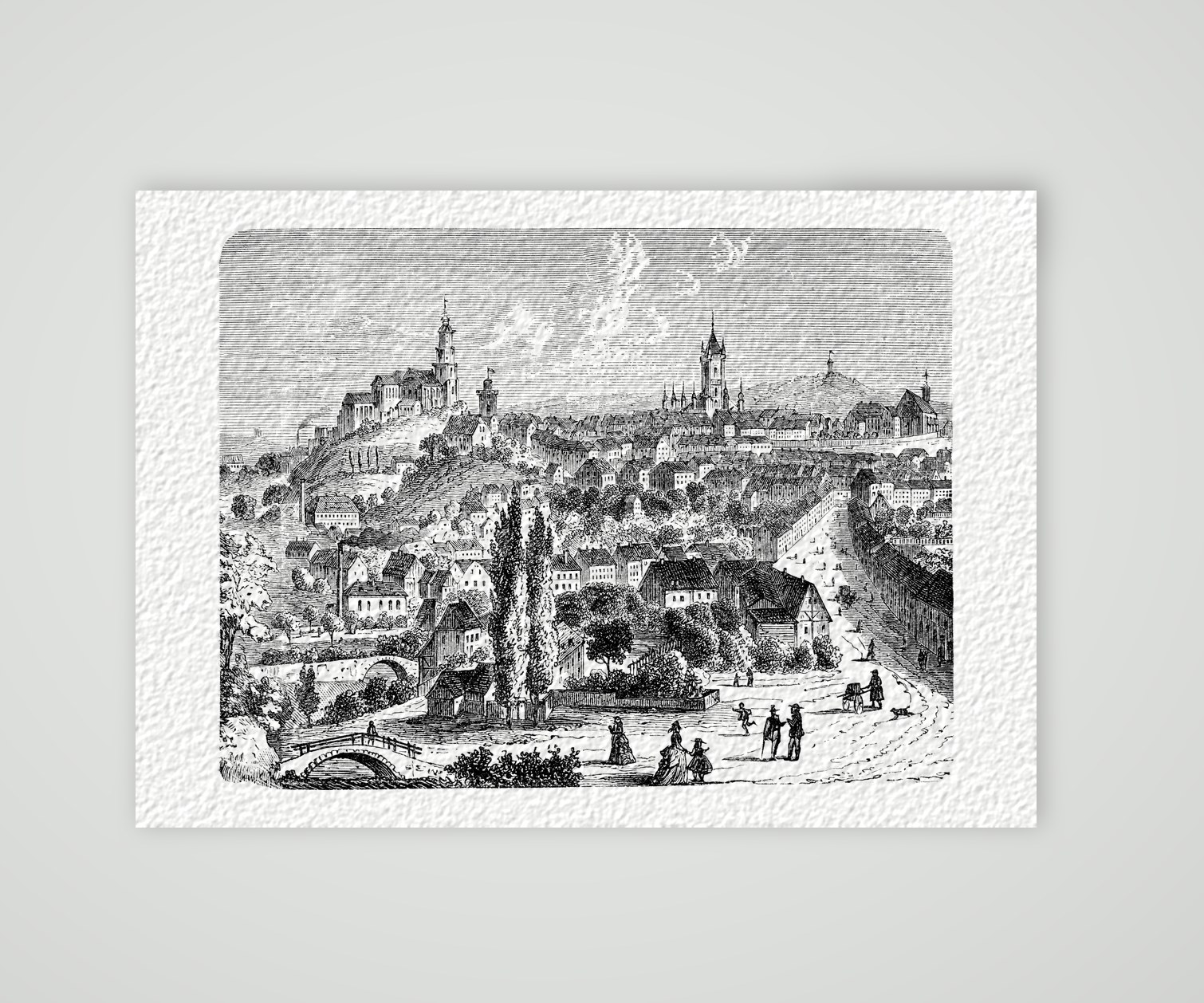 Ansicht von Kamenz – Holzstich, Kunstdruck auf Hahnemühle-Büttenpapier