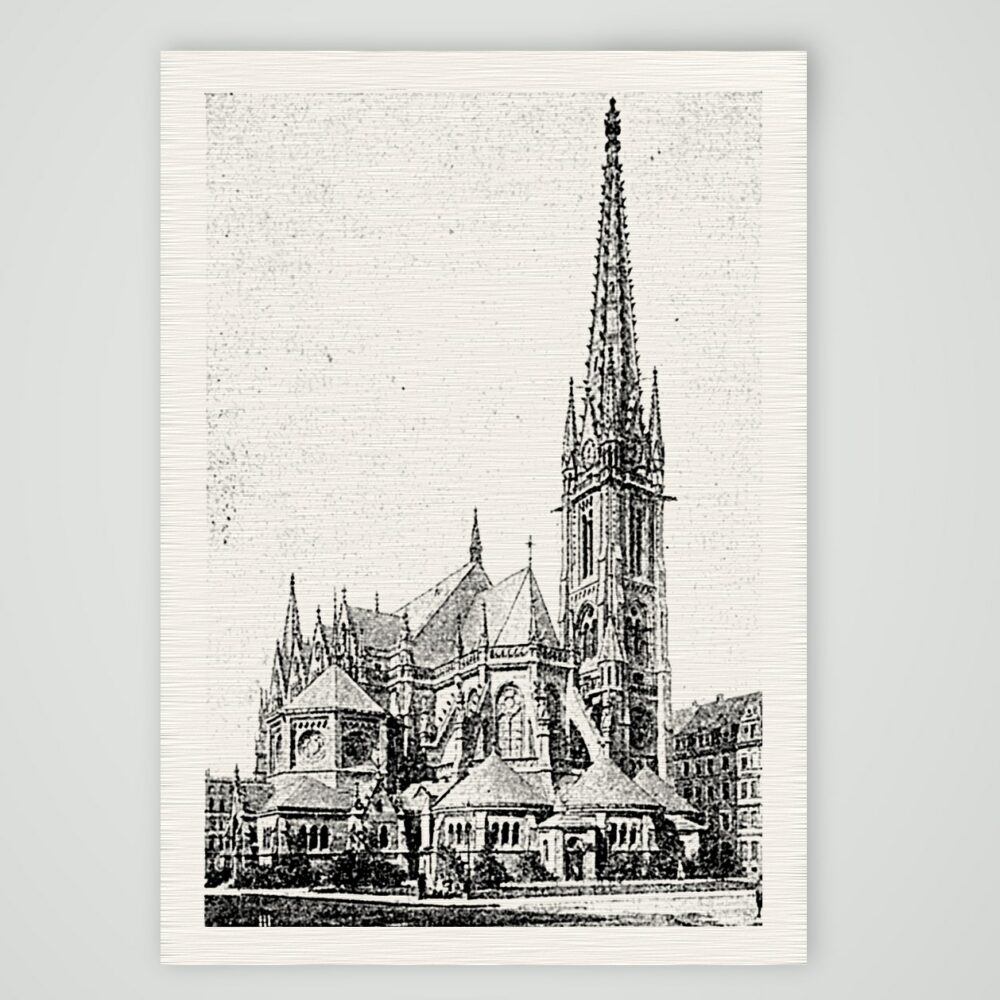Leipzig, die Peterskirche – Buchreproduktion nach Fotografie, Kunstdruck auf Leinenpapier