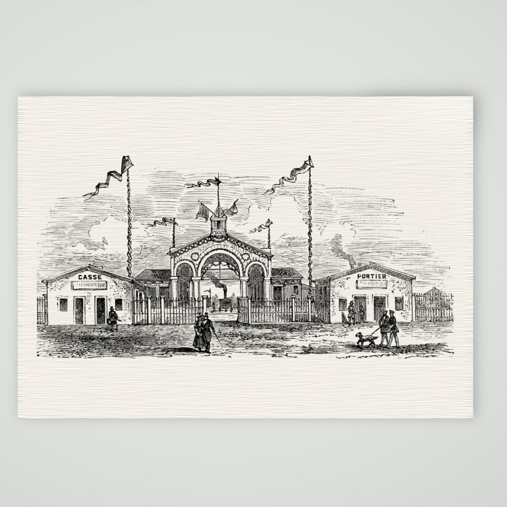 Der erste Bahnhof in Sachsen – Holzstich, Kunstdruck auf Leinenpapier