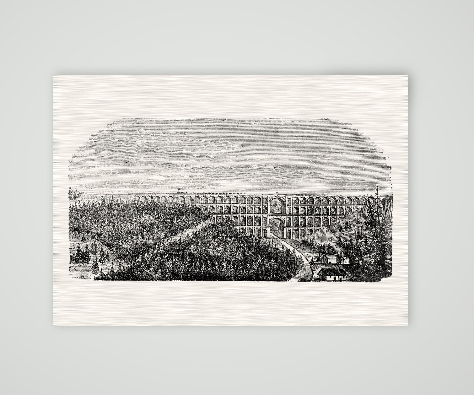 Die Göltzschtalbrücke im Vogtland – Holzstich, Kunstdruck auf Leinenpapier