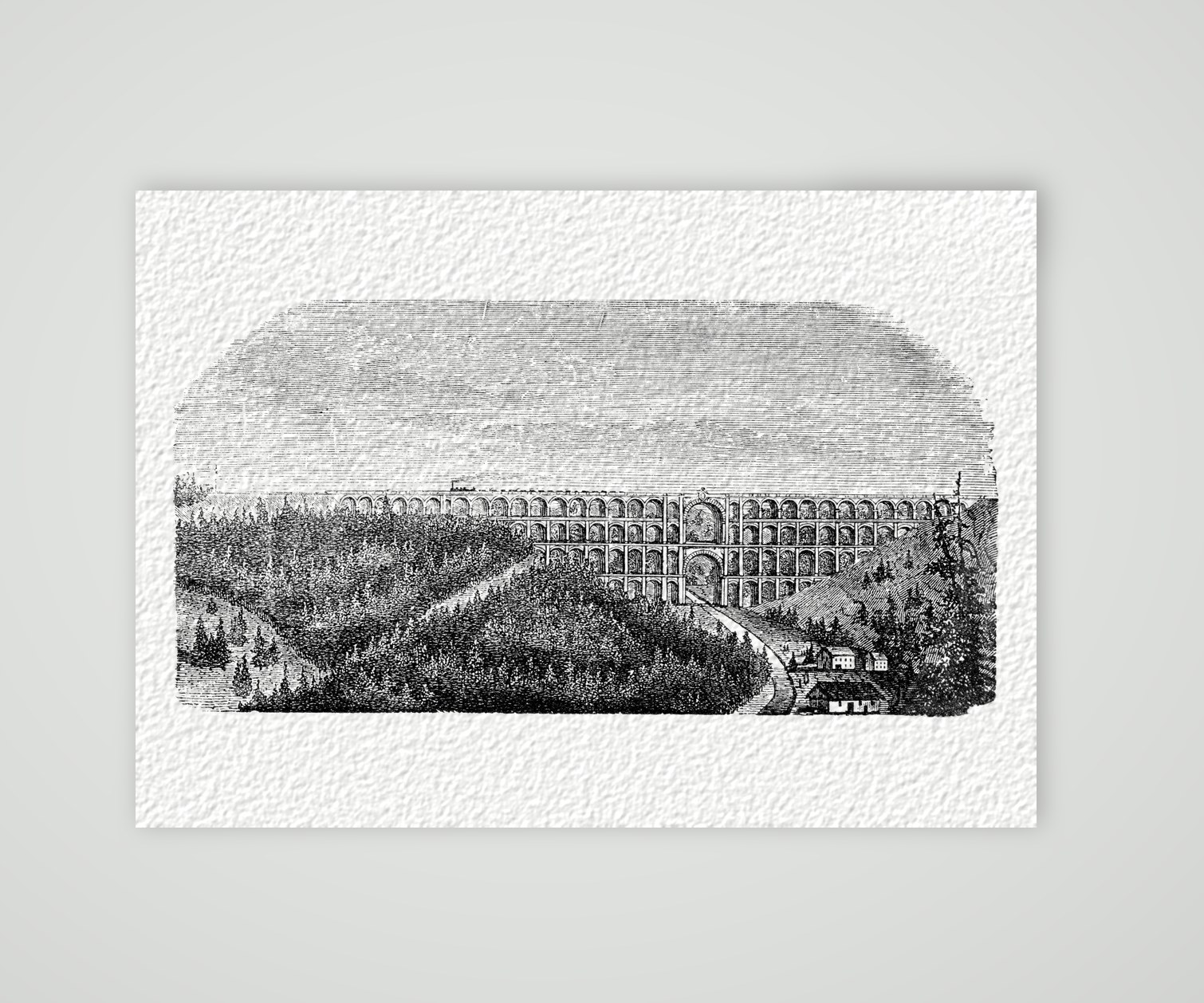Die Göltzschtalbrücke im Vogtland – Holzstich, Kunstdruck auf Hahnemühle-Büttenpapier