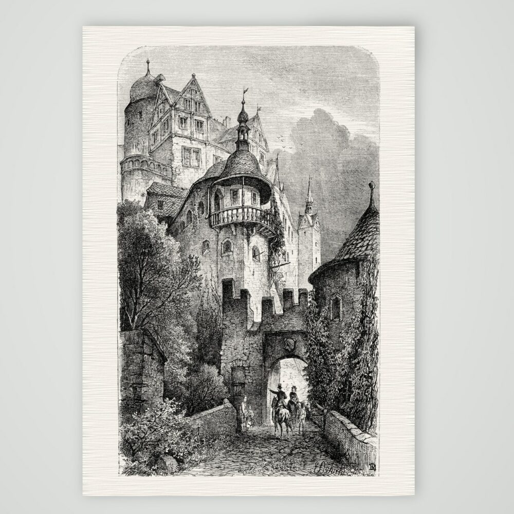 Schloss Rochsburg – Holzstich, Kunstdruck auf Leinenpapier