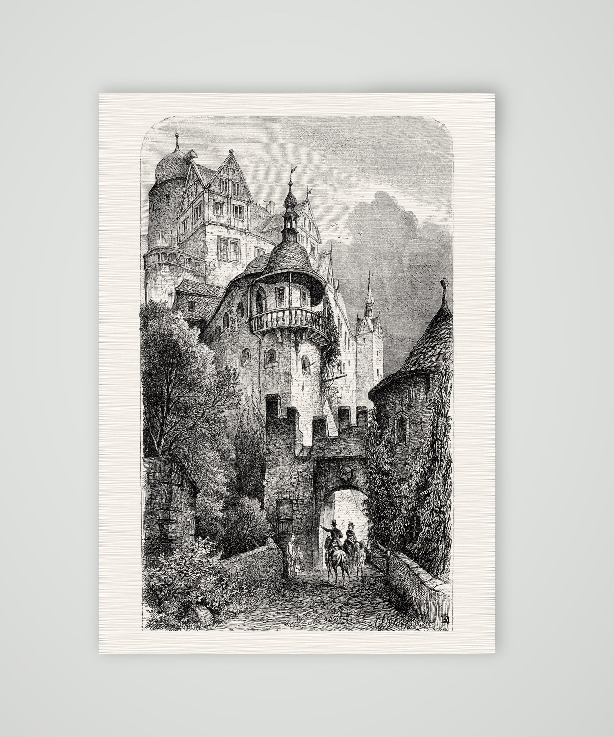 Schloss Rochsburg – Holzstich, Kunstdruck auf Leinenpapier