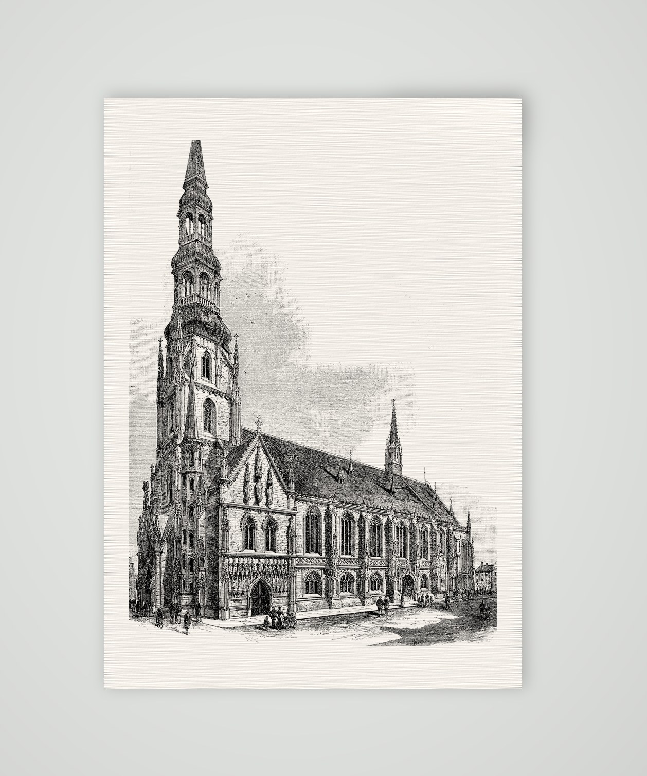 Zwickau, die Marienkirche (Dom) – Holzstich, Kunstdruck auf Leinenpapier