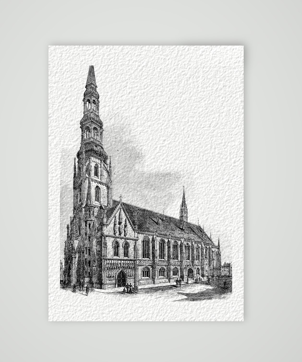 Zwickau, die Marienkirche (Dom) – Holzstich, Kunstdruck auf Hahnemühle-Büttenpapier