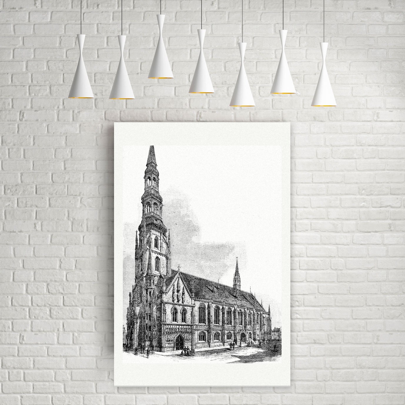 Zwickau, die Marienkirche (Dom) – Holzstich, Leinwanddruck auf Holzkeilrahmen an der Wand