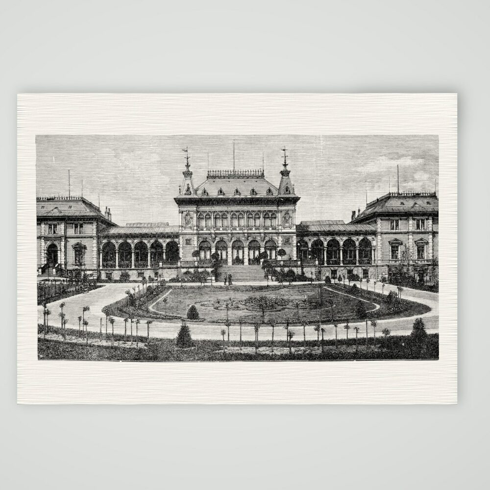 Bad Elster, das Kurhaus – Holzstich, Kunstdruck auf Leinenpapier