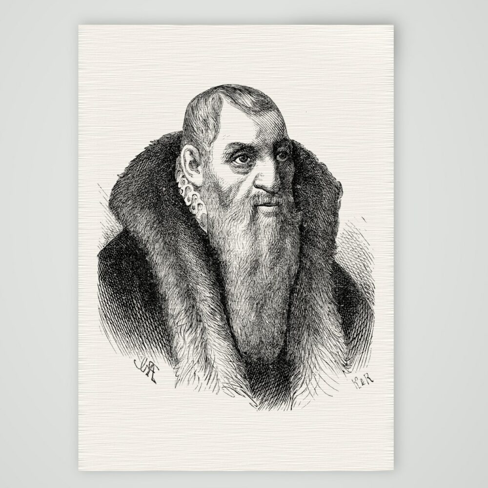 Hieronymus Lotter, Leipziger Bürgermeister und Baumeister – Holzstich, Kunstdruck auf Leinenpapier