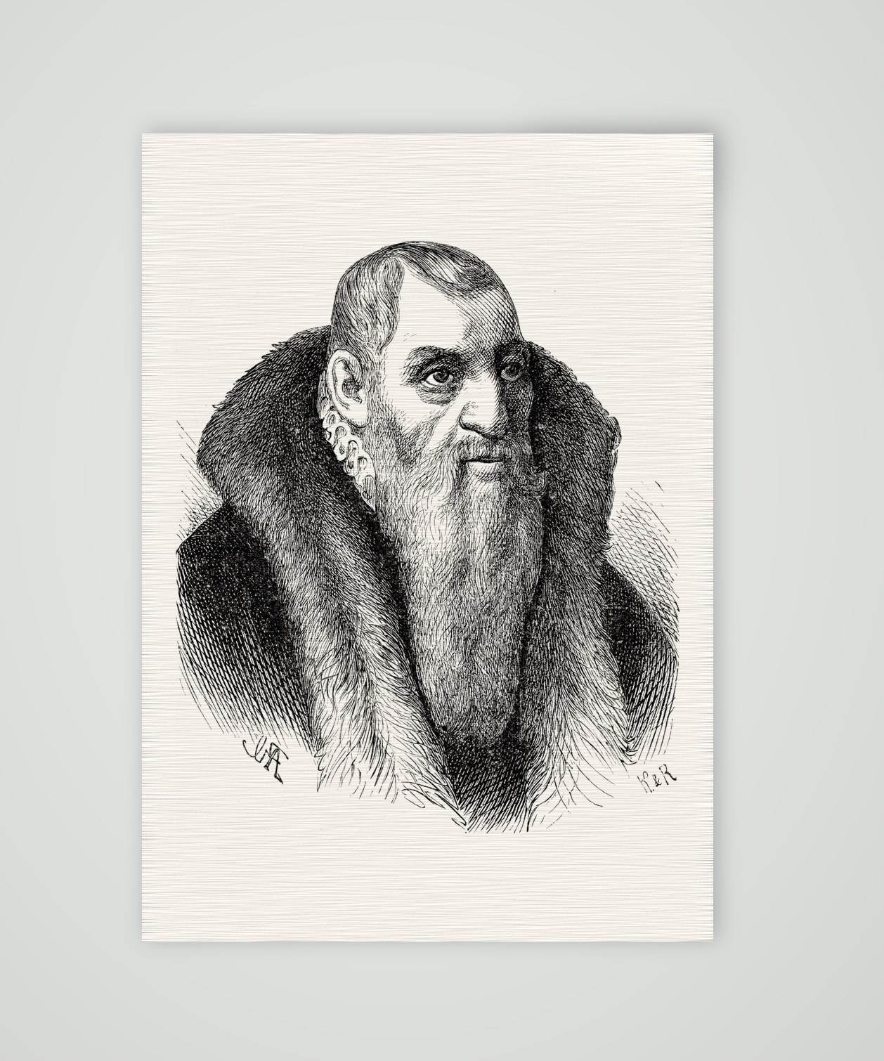Hieronymus Lotter, Leipziger Bürgermeister und Baumeister – Holzstich, Kunstdruck auf Leinenpapier