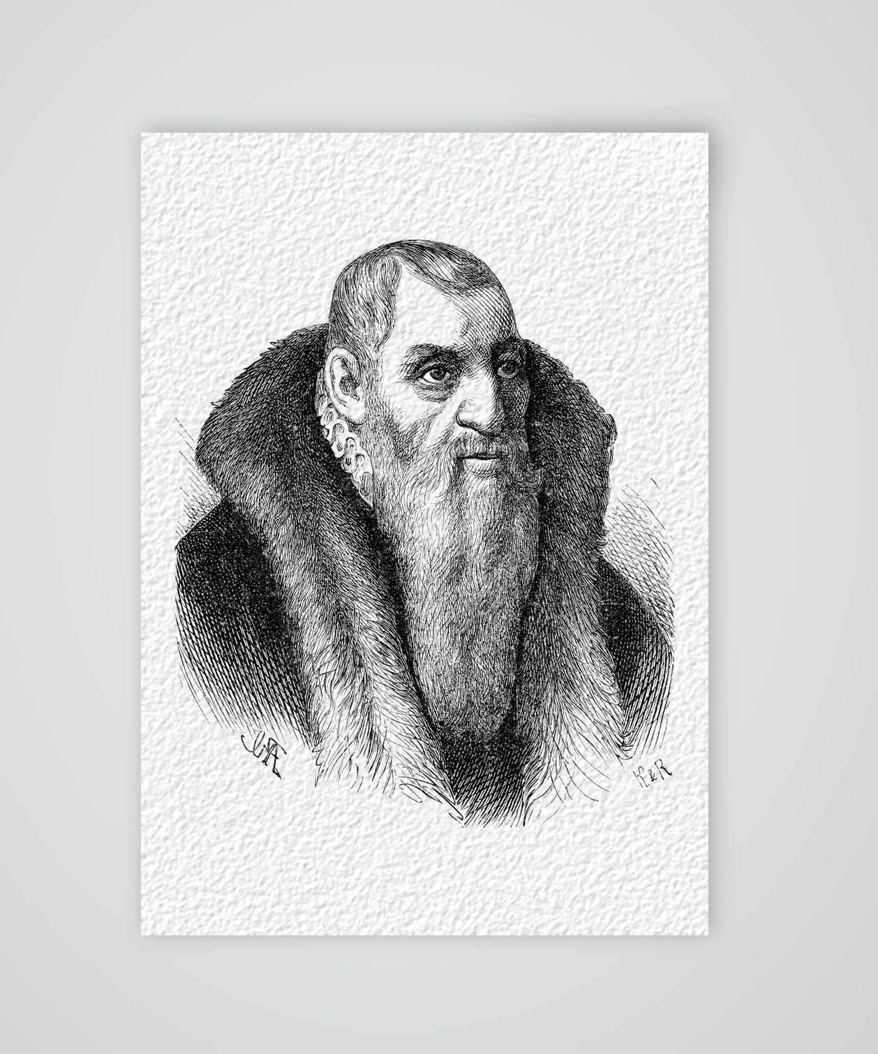 Hieronymus Lotter, Leipziger Bürgermeister und Baumeister – Holzstich, Kunstdruck auf Hahnemühle-Büttenpapier