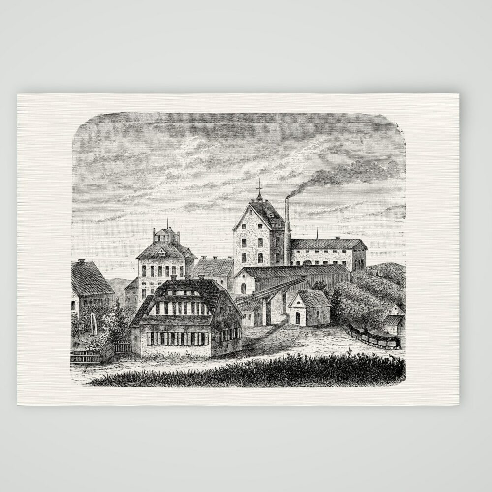 Der Abrahamschacht bei Freiberg – Holzstich, Kunstdruck auf Leinenpapier