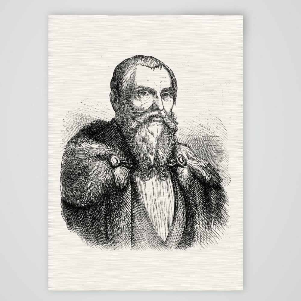 Lucas Cranach – Bildnis – Holzstich, Kunstdruck auf Leinenpapier