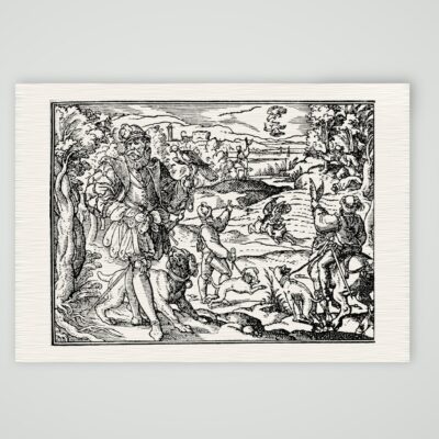 Falkenjagd – Holzschnitt nach dem 16. Jahrhundert – Faksimile nach Holzschnitt des 16. Jh., Kunstdruck auf Leinenpapier
