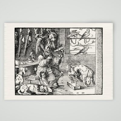 Die Falkenstube – Holzschnitt nach dem 16. Jahrhundert – Faksimile nach Holzschnitt des 16. Jh., Kunstdruck auf Leinenpapier