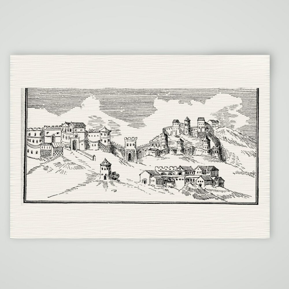 Die Burg Dohna im Jahre 1402 – Faksimile nach alter Zeichnung, Kunstdruck auf Leinenpapier