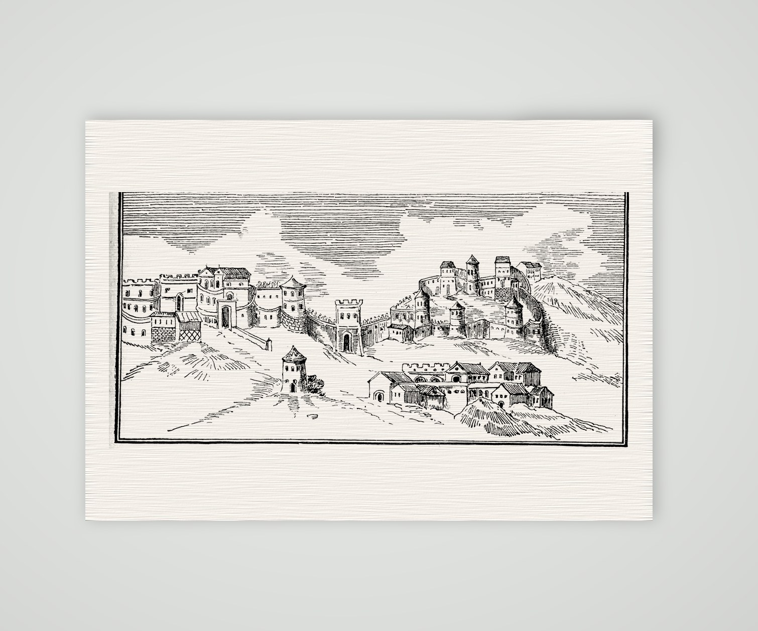Die Burg Dohna im Jahre 1402 – Faksimile nach alter Zeichnung, Kunstdruck auf Leinenpapier