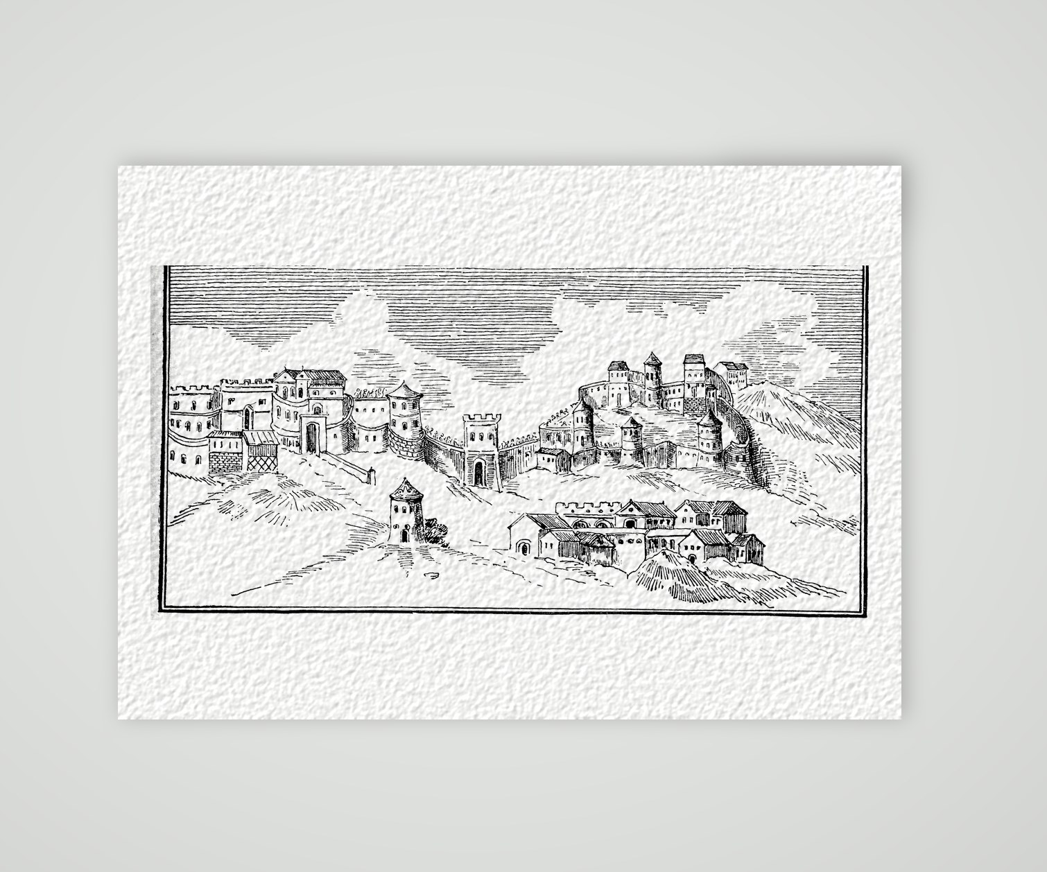 Die Burg Dohna im Jahre 1402 – Faksimile nach alter Zeichnung, Kunstdruck auf Hahnemühle-Büttenpapier