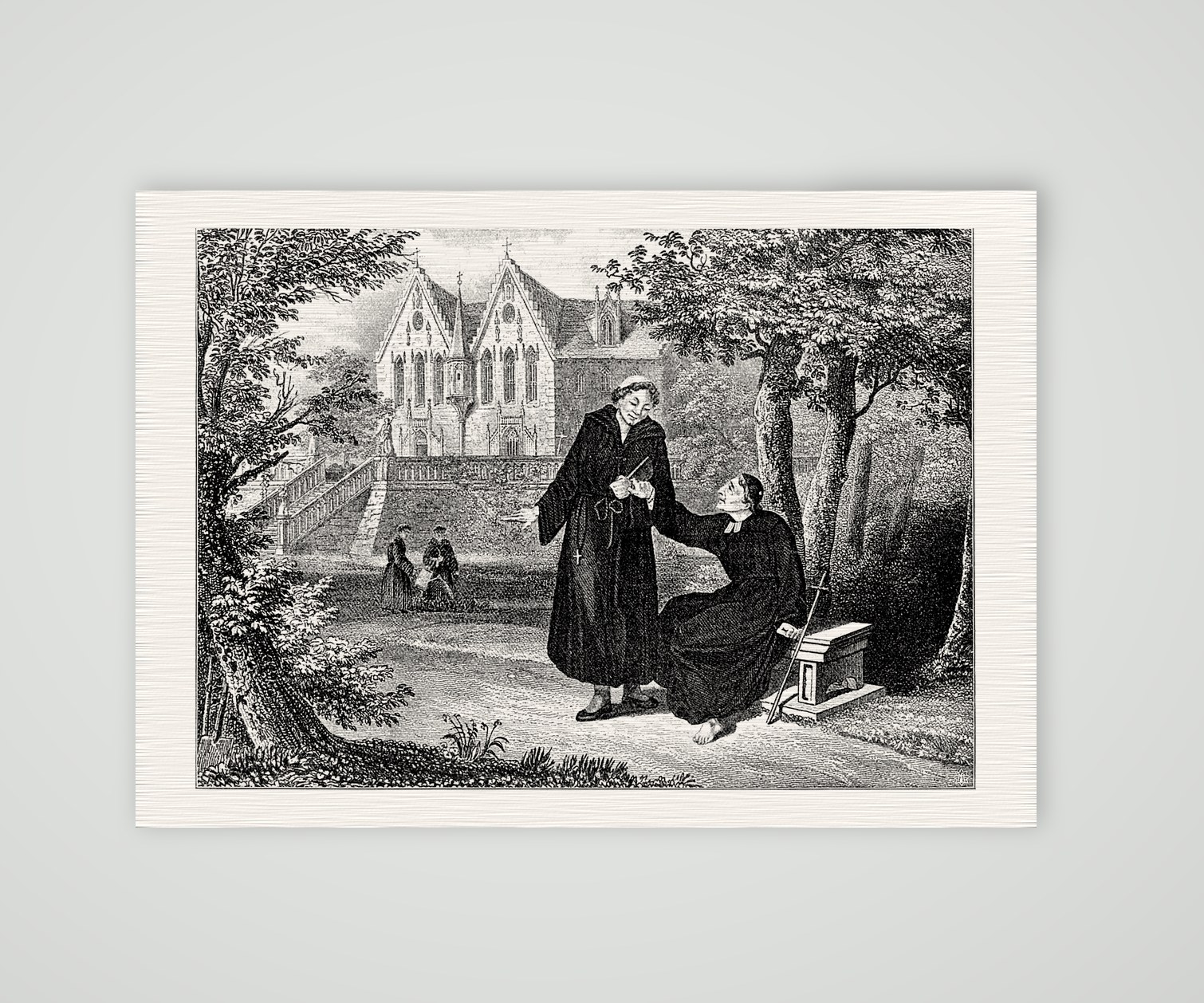 Luther und Staupitz im Erfurter Klostergarten – Buchreproduktion, Kunstdruck auf Leinenpapier