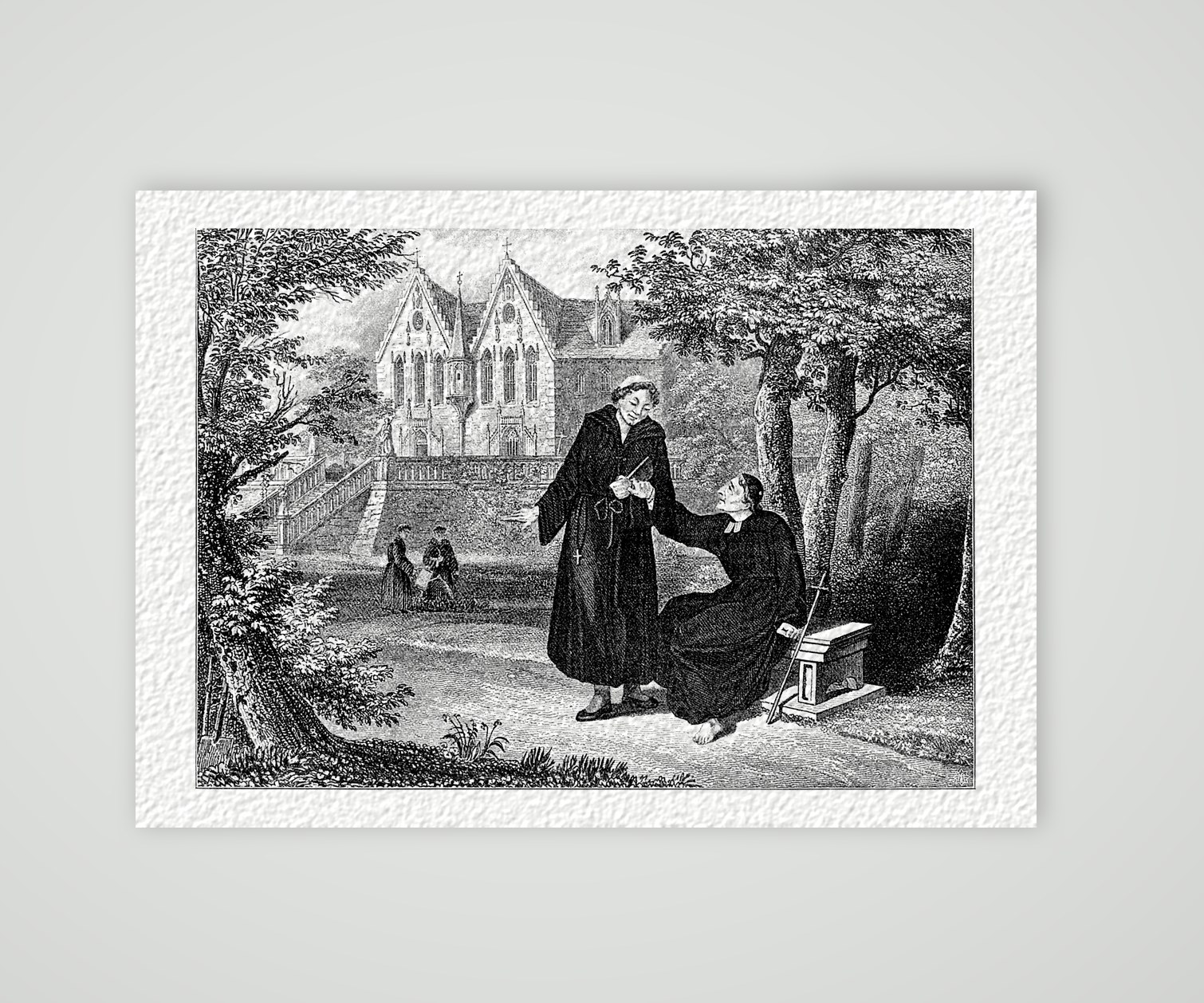 Luther und Staupitz im Erfurter Klostergarten – Buchreproduktion, Kunstdruck auf Hahnemühle-Büttenpapier