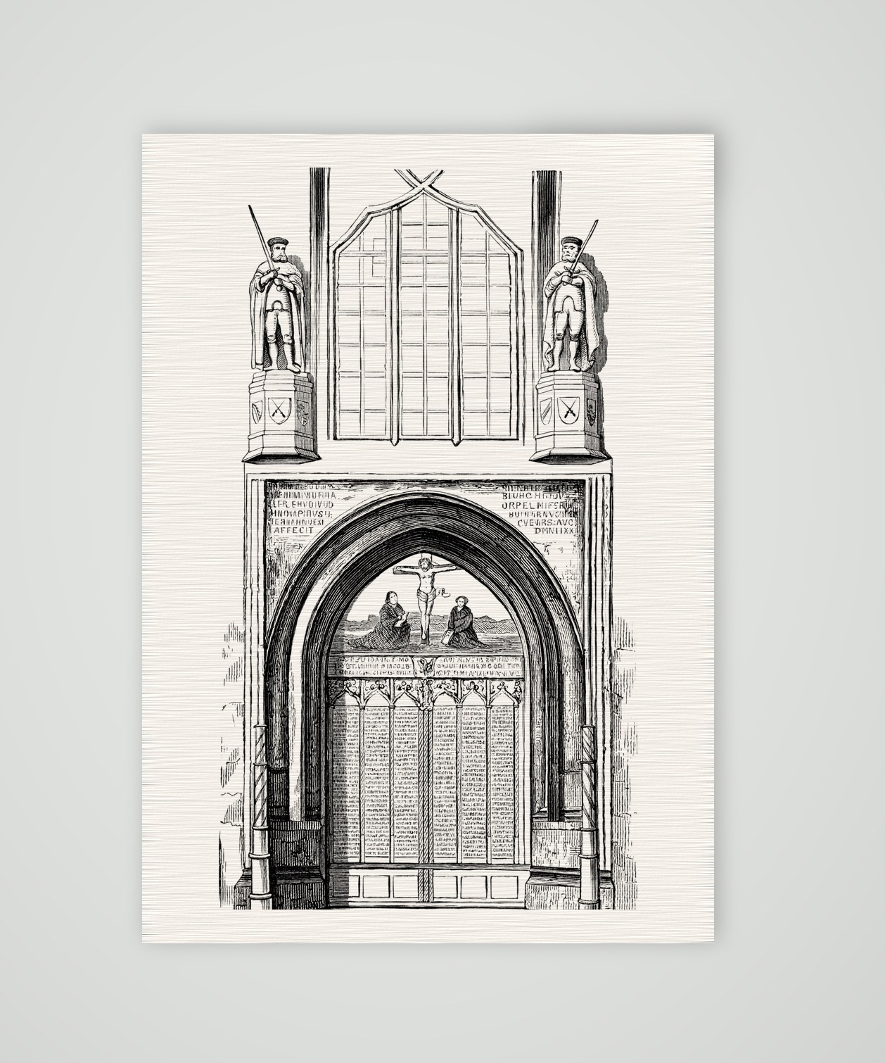 Wittenberg, die Thesentür der Schlosskirche – Holzstich, Kunstdruck auf Leinenpapier