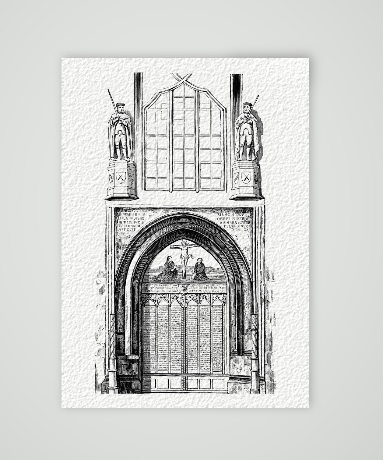 Wittenberg, die Thesentür der Schlosskirche – Holzstich, Kunstdruck auf Hahnemühle-Büttenpapier