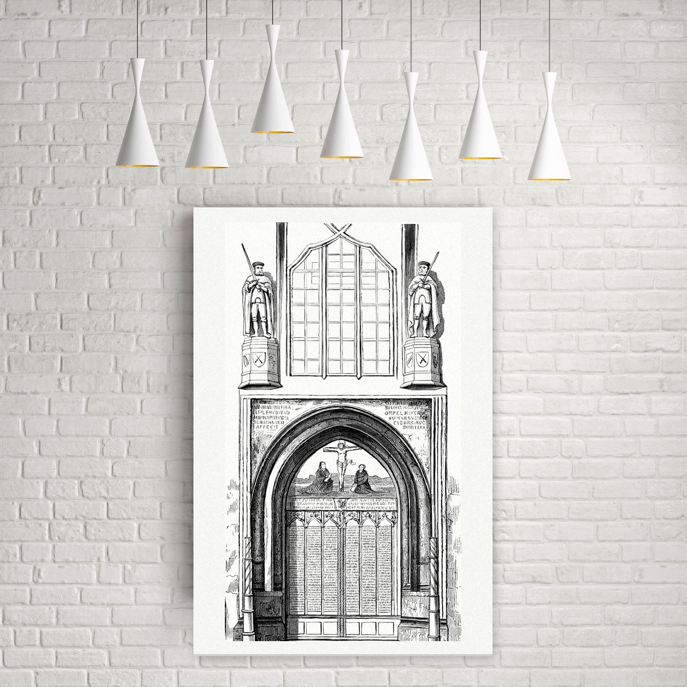 Wittenberg, die Thesentür der Schlosskirche – Holzstich, Leinwanddruck auf Holzkeilrahmen an der Wand