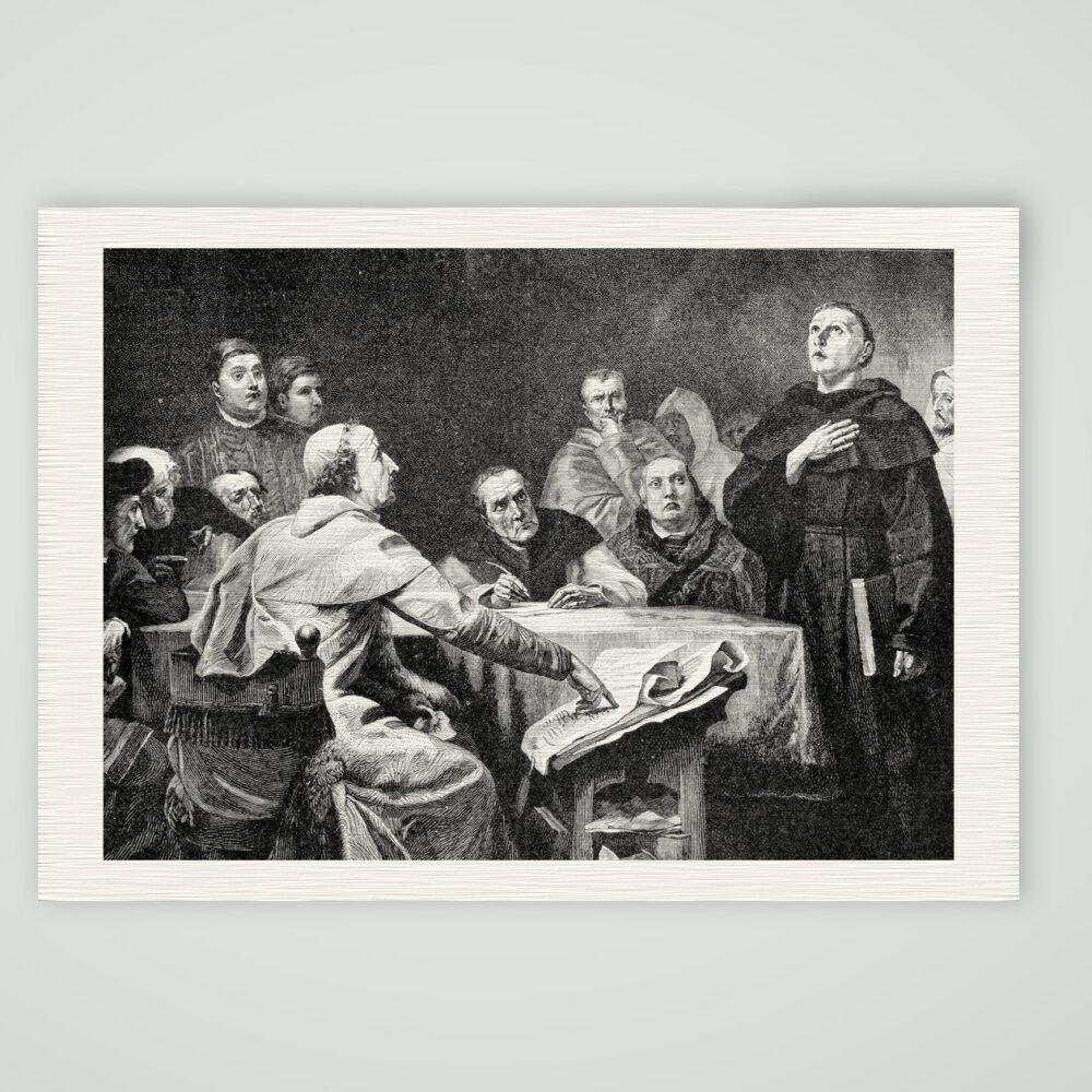 Luther vor Kardinal Cajetan – nach Lindenschmit – Buchreproduktion nach W. von Lindenschmit, Kunstdruck auf Leinenpapier