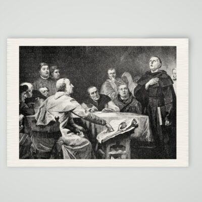Luther vor Kardinal Cajetan – nach Lindenschmit – Buchreproduktion nach W. von Lindenschmit, Kunstdruck auf Leinenpapier